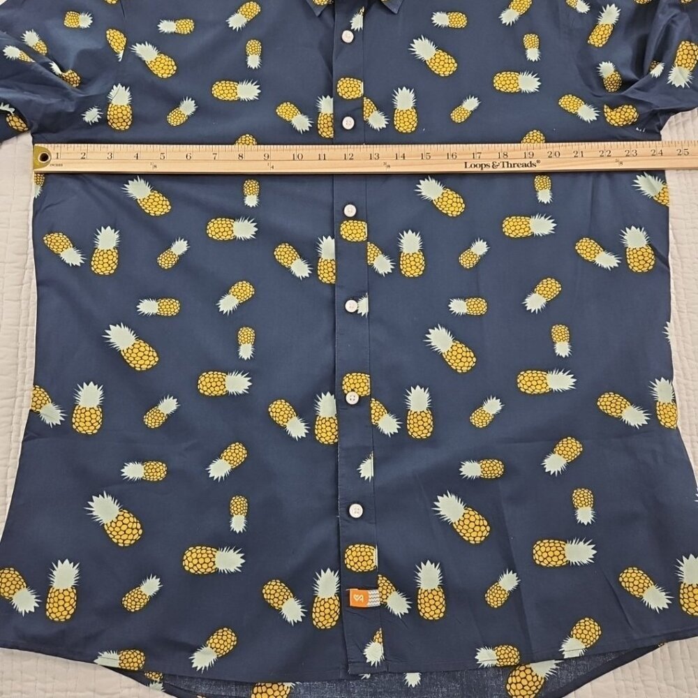 Ambsn California Men's Shirt XL Blue 100% Cotton Pineapple Print Short Sleeve‎ - Picture 13 of 16